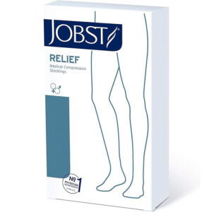 JOBST Relief Thigh High 15-20 mmHg,Open Toe with Silicone Dot Band, Small, Black