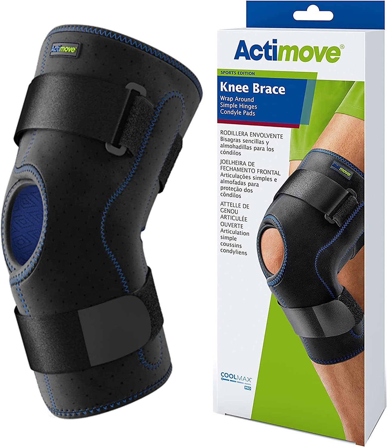 Actimove Knee Brace Wrap Around, Simple Hinges, Condyle Pads 2XLarge Black