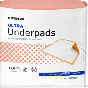 McKesson Ultra Underpads, Incontinence, Heavy Absorbency, 30 in x 36 in, 10 Coun