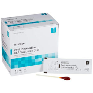 McKesson Povidone-Iodine Impregnated Swab Stick, Sterile - 4 in, 50 Sticks, 1 Pa